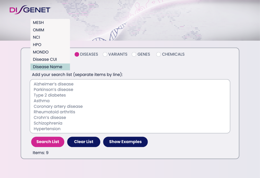 DISGENET Advanced search